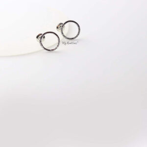 Anthea Silver- round circle stud earrings - My Roial Ears LTD