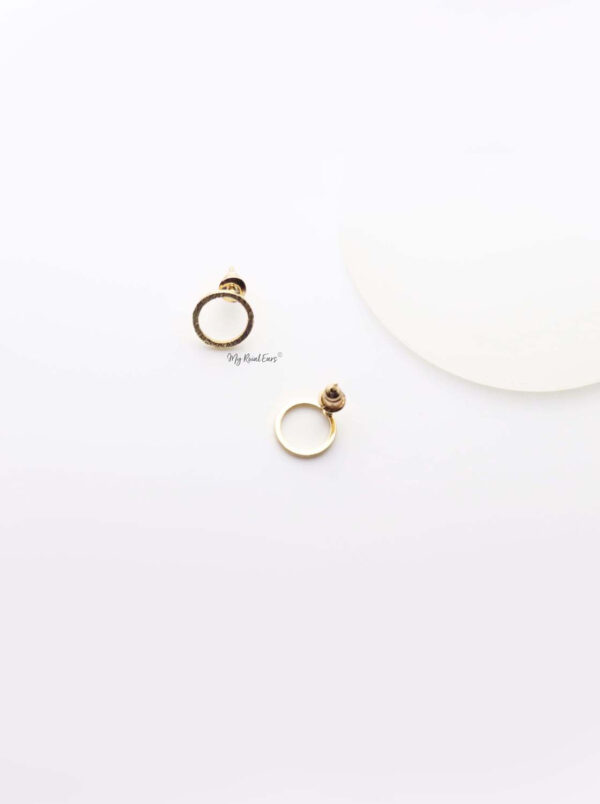 Anthea- gold plated round circle stud earrings - My Roial Ears LTD