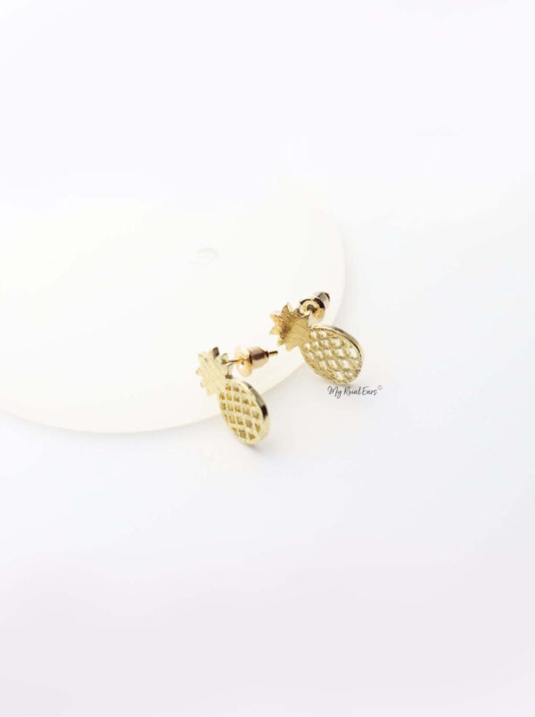 Aphrodite- gold plated brush pineapple studs - My Roial Ears LTD