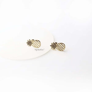 Aphrodite- gold plated brush pineapple studs - My Roial Ears LTD