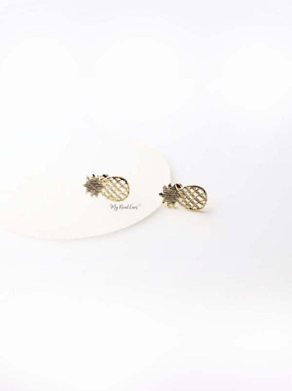 Aphrodite- gold plated brush pineapple studs - My Roial Ears LTD