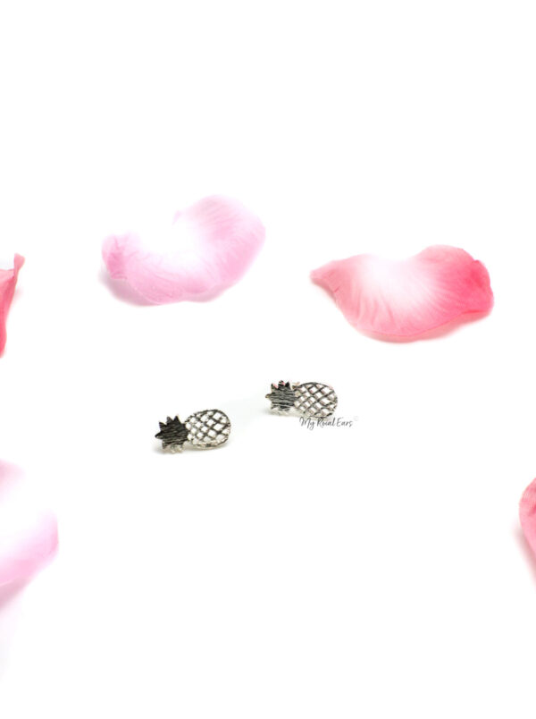 Aphrodite- gold plated brush pineapple studs - Image 4