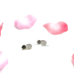 Aphrodite Silver- brush pineapple stud earrings