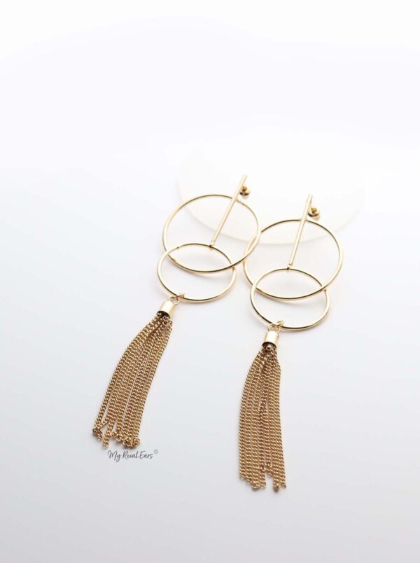 Rhea- gold plated tassel hoop earrings - My Roial Ears LTD