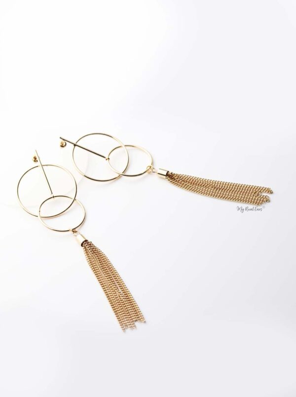 Rhea- gold plated tassel hoop earrings - My Roial Ears LTD