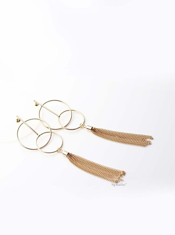 Rhea- gold plated tassel hoop earrings - My Roial Ears LTD