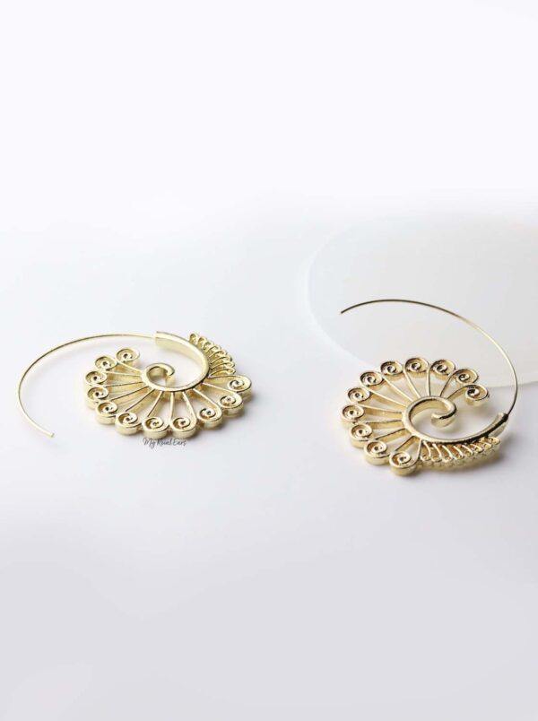 Dike- gold plated spiral ethnic pattern earrings - My Roial Ears LTD
