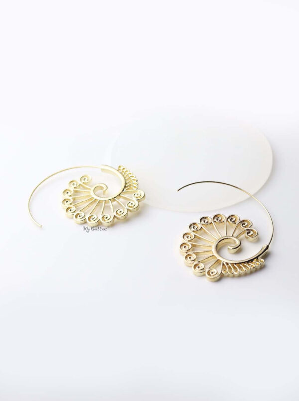 Dike- gold plated spiral ethnic pattern earrings - My Roial Ears LTD