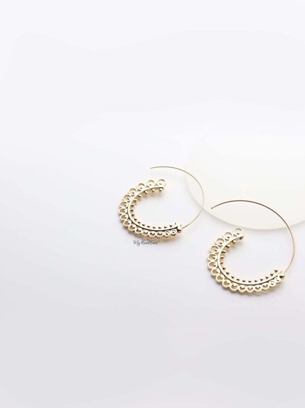 Erato Silver- bohemian whirlpool pattern style hoop earrings - My Roial Ears LTD