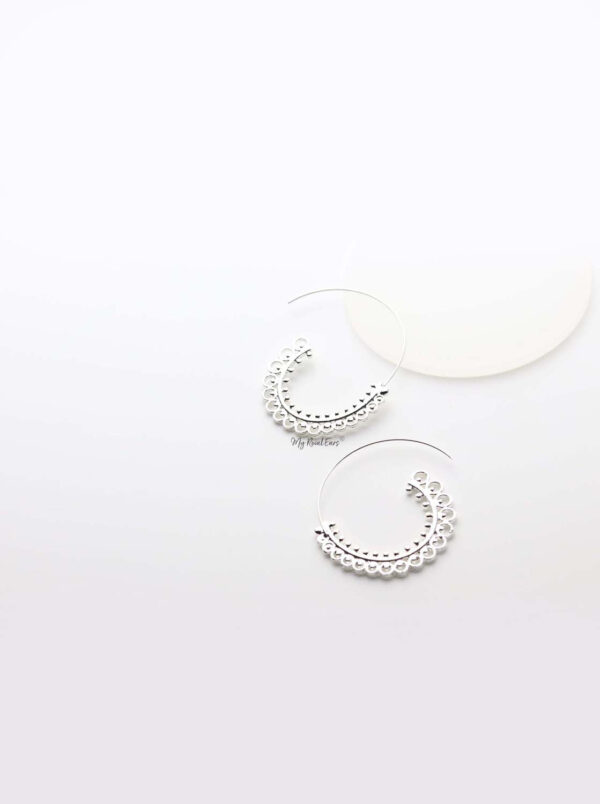 Erato Silver- bohemian whirlpool pattern style hoop earrings - My Roial Ears LTD
