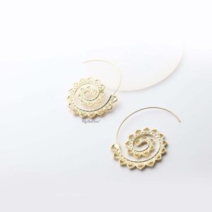Euphrosyne- gold plated paisley pattern spiral earrings - My Roial Ears LTD