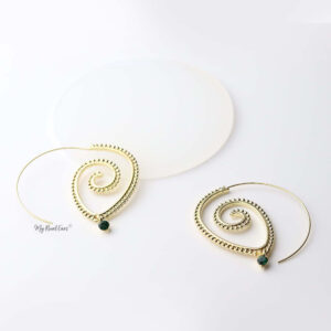 Europa: gold plated tribal brass, spiral drop earrings - My Roial Ears LTD