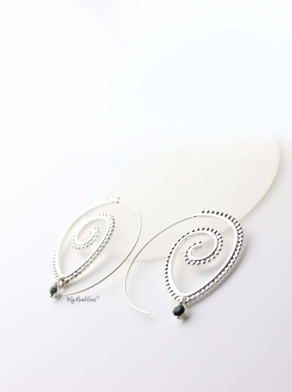 Europa Silver-tribal brass, spiral drop earrings - My Roial Ears LTD
