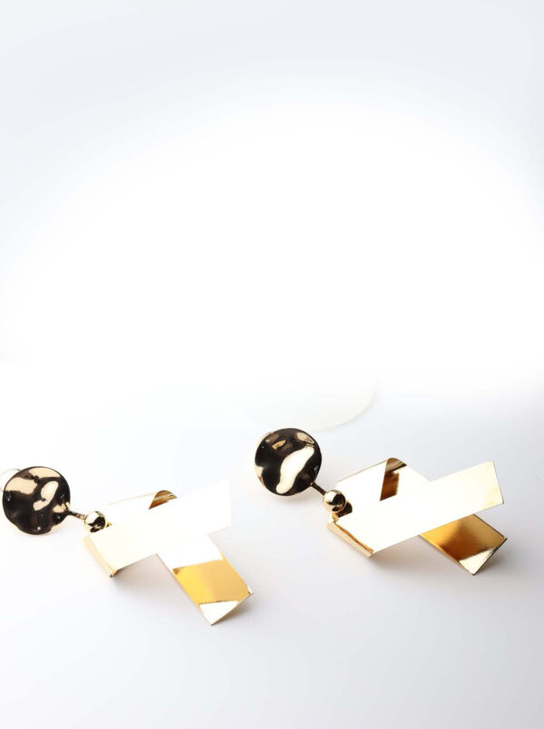 Hebe: gold plated geometric metal ball statement earringss - My Roial Ears LTD