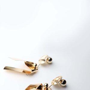Hebe: gold plated geometric metal ball statement earringss - My Roial Ears LTD