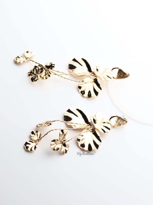 Hecate- gold plated stunning metal floral drop earrings - My Roial Ears LTD