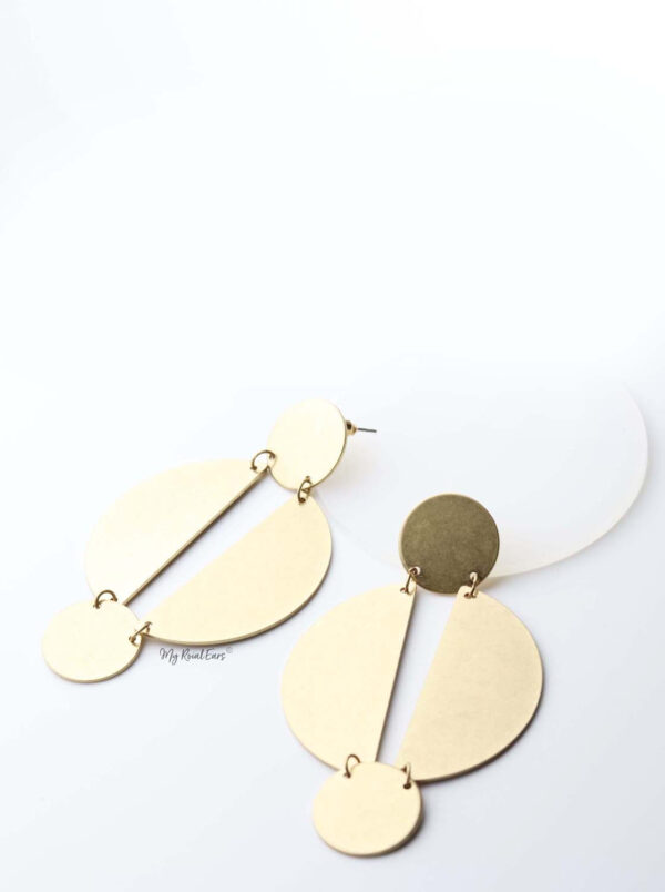 Hestia- gold plated geometric baroque inspired drop earrings - My Roial Ears LTD