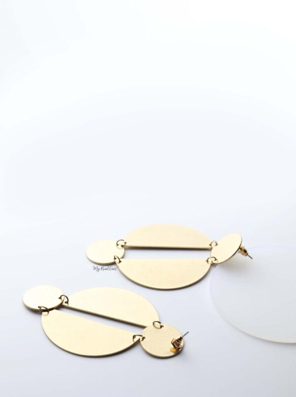 Hestia- gold plated geometric baroque inspired drop earrings - My Roial Ears LTD