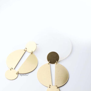 Hestia- gold plated geometric baroque inspired drop earrings - My Roial Ears LTD