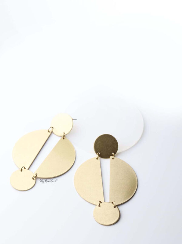 Hestia- gold plated geometric baroque inspired drop earrings - My Roial Ears LTD