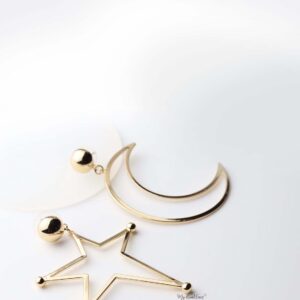 Kallisto- gold plated star and mood shape drop earrings - My Roial Ears LTD