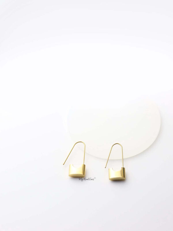 Lachesis- gold plated small lock drop earrings - My Roial Ears LTD