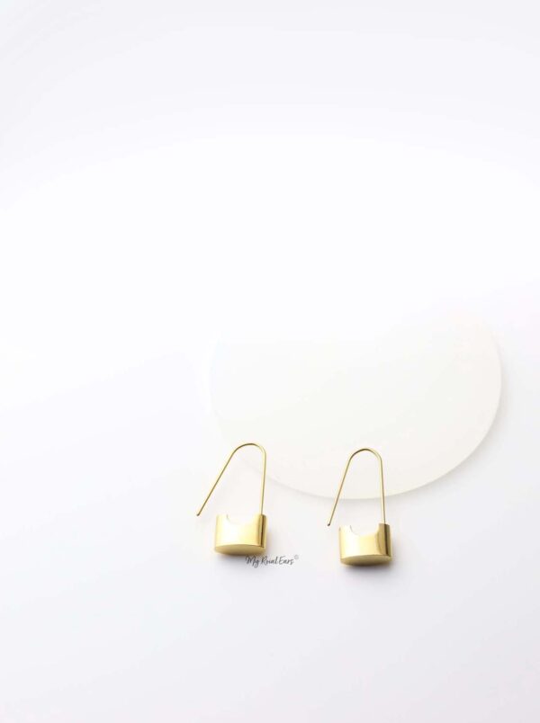 Lachesis- gold plated small lock drop earrings - My Roial Ears LTD