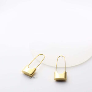 Lachesis- gold plated small lock drop earrings - My Roial Ears LTD