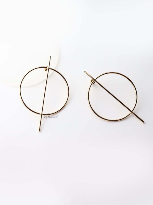 Melaina- gold plated circle statement stud earrings - My Roial Ears LTD