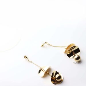 Melete- gold plated long ball drop earrings - My Roial Ears LTD