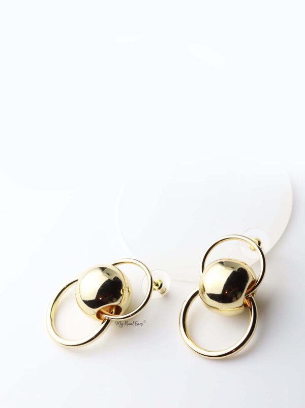 Nyx- gold plated ball hallow metal circle statement stud - My Roial Ears LTD