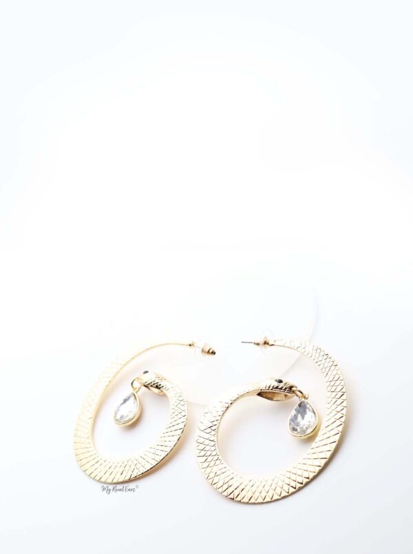 Cassandra H- gold plated snake shaped crystal drop earrings - My Roial Ears LTD