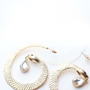 Cassandra H- gold plated snake shaped crystal drop earrings - My Roial Ears LTD