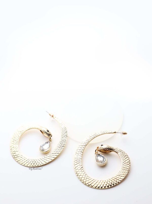 Cassandra H- gold plated snake shaped crystal drop earrings - My Roial Ears LTD