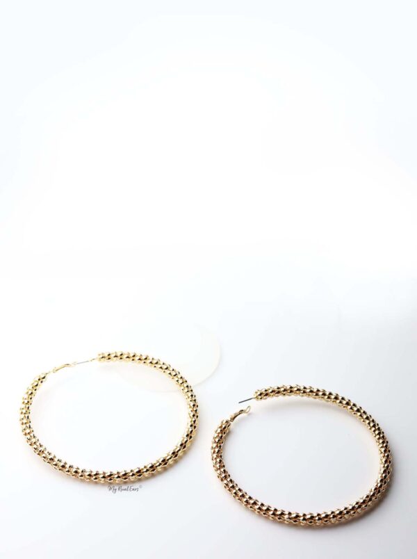 Phaedra Hoop- gold plated statement detailed metal hoop earrings - My Roial Ears LTD