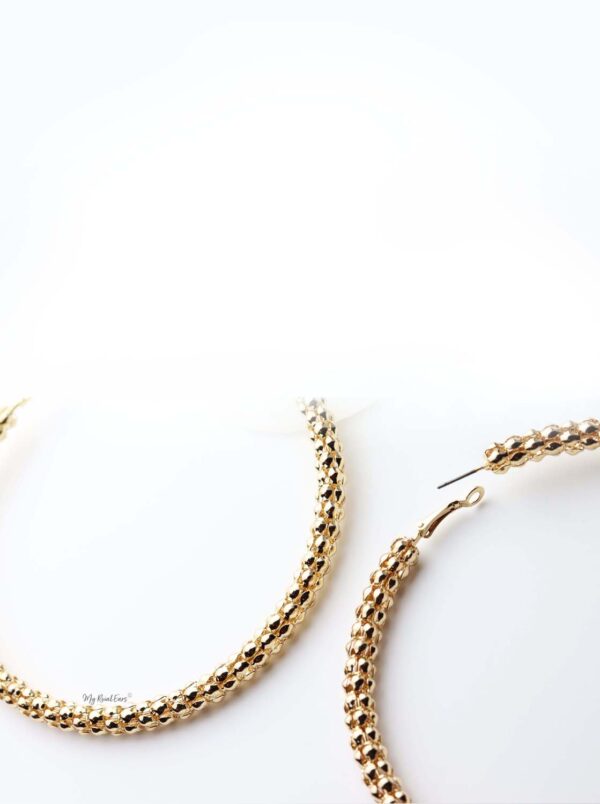 Phaedra Hoop- gold plated statement detailed metal hoop earrings - My Roial Ears LTD