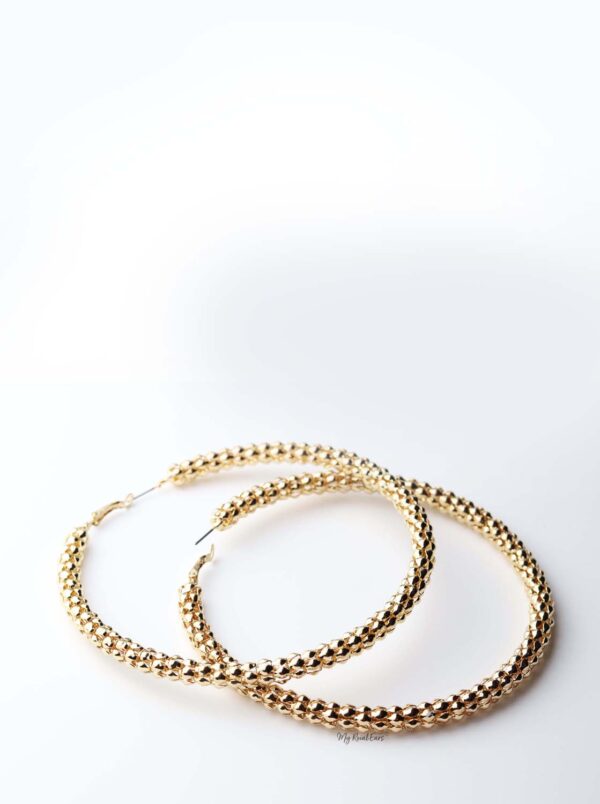 Phaedra Hoop- gold plated statement detailed metal hoop earrings - My Roial Ears LTD