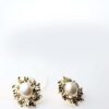 Phaenna- gold plated big pearl classy stud earrings - My Roial Ears LTD
