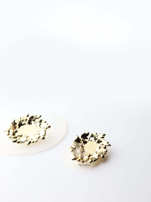 Phaenna- gold plated big pearl classy stud earrings - My Roial Ears LTD