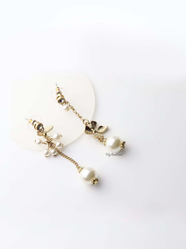 Pistis- cute gold pearl drop earrings - My Roial Ears LTD