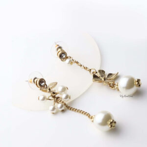 Pistis- cute gold pearl drop earrings - My Roial Ears LTD