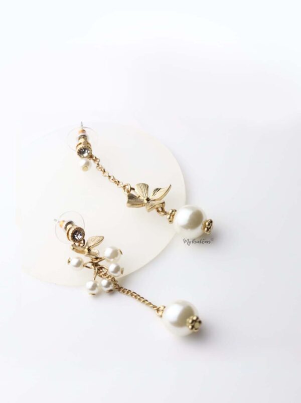 Pistis- cute gold pearl drop earrings - My Roial Ears LTD