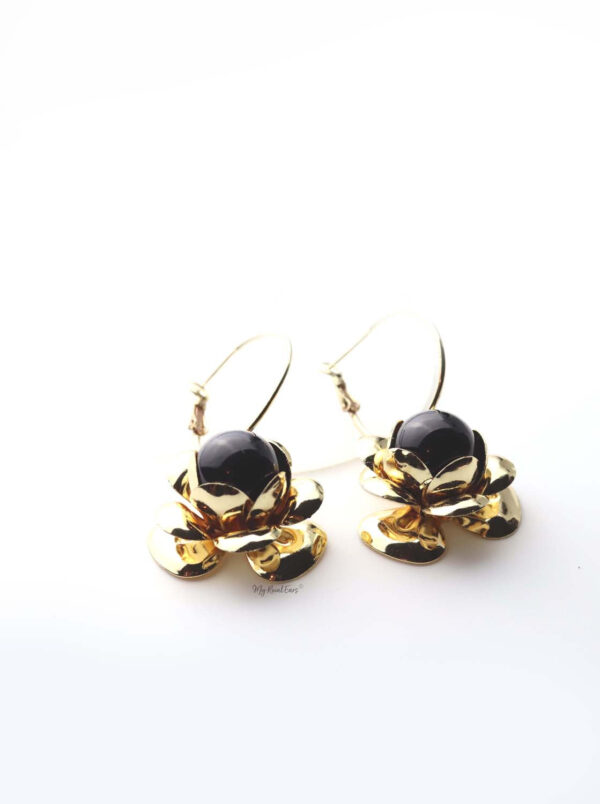 Thalia- gold plated floral hoop drop earrings - My Roial Ears LTD