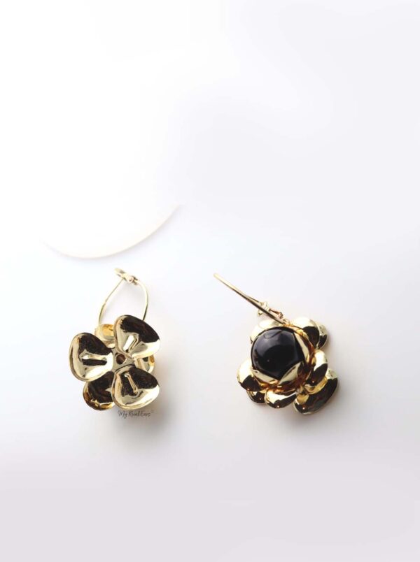 Thalia- gold plated floral hoop drop earrings - My Roial Ears LTD