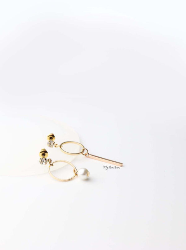 Tethys-gold plated opposite contrasting cute hoop drop earrings - My Roial Ears LTD