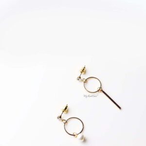 Tethys-gold plated opposite contrasting cute hoop drop earrings - My Roial Ears LTD