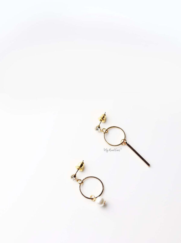 Tethys-gold plated opposite contrasting cute hoop drop earrings - My Roial Ears LTD