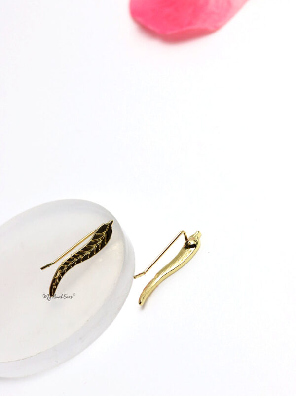 Semele- gold plated leaf ear cuff earrings - Image 2