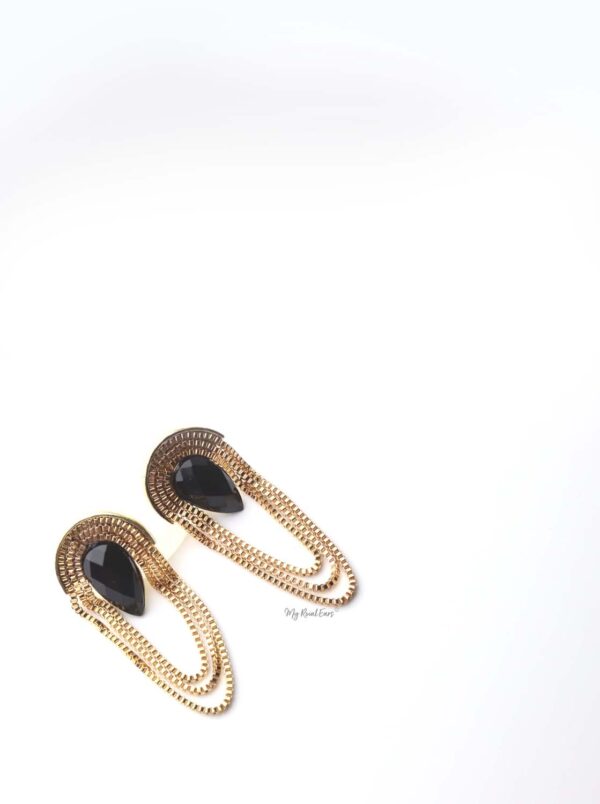 Antheia- gold chandelier tassel statement stud earrings - My Roial Ears LTD