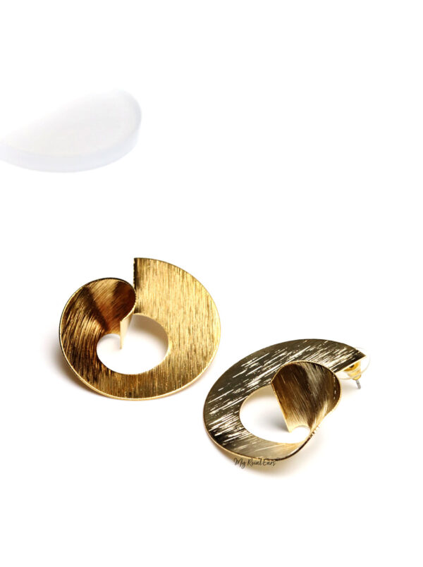 ATHENA- gold plated spiral copper shape statement stud earrings